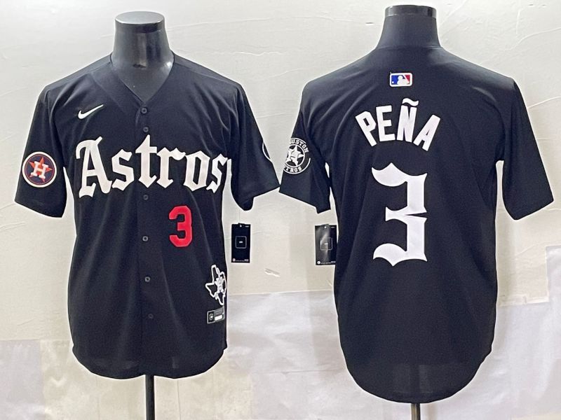 Men 2025 Houston Astros #3 Pena Black Five generations Joint Name Nike MLB Jersey style 3